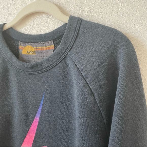 Aviator Nation Rainbow Bolt Cropped Crew Sweatshirt Size Small Casual USA - Picture 4 of 8